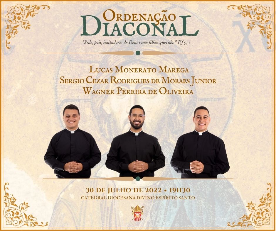 Três seminaristas serão ordenados Diáconos