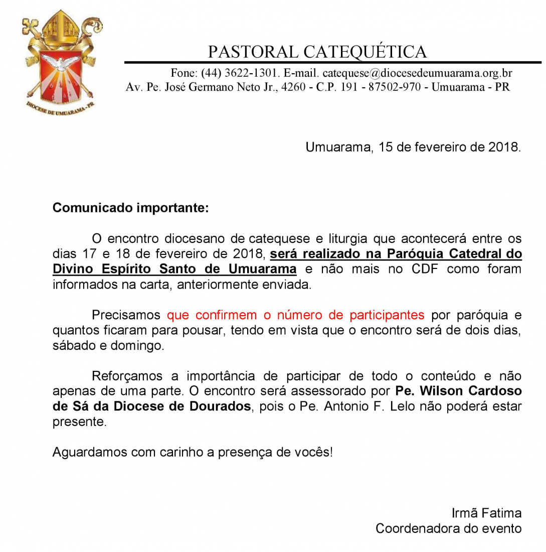 Aviso Pastoral Catequetica mudanca de local 1